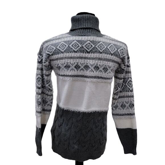 Coco Y Club Cable Knit Fair Isle Sweater Small Cottagecore Boho Minimalist Ski - Picture 2 of 9